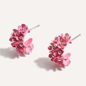 Lapi Petal Flower 1” Hoop Earrings Tropical Coral Pink Gold Beading  JCrew 2021